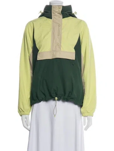Pre-owned The Great Colorblock Pattern Parka In Green