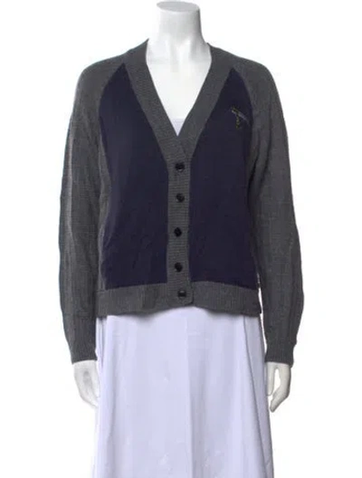 Pre-owned The Great Colorblock Pattern V-neck Sweater In Gray