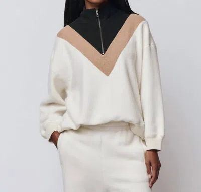 The Great Colorblock Plush Chalet Sweatshirt In Washed White