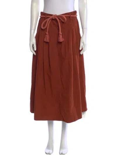 Pre-owned The Great Corduroy Midi Length Skirt In Orange