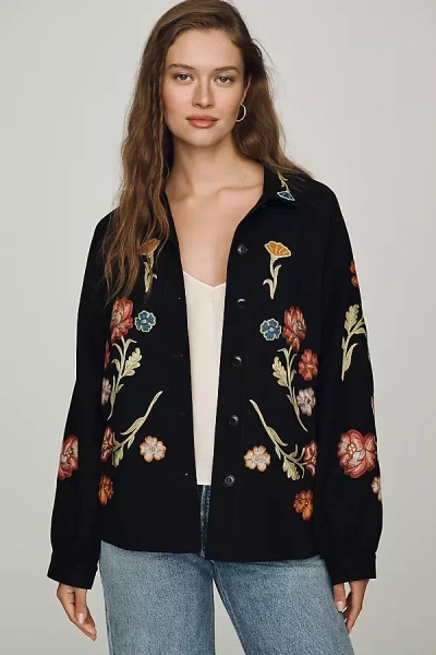 The Great Cotton Embroidered Buttondown Shirt In Black