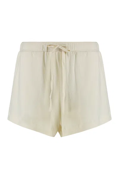 The Great The Delta Drawstring Cotton Shorts In Neutral