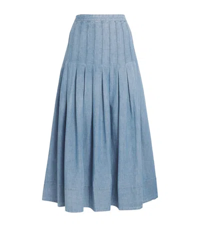 The Great Cotton The Rhythm Midi Skirt In Blue