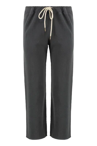 The Great The Wide Leg Cropped Sweatpants Washed Black In Gray