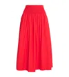 The Great Viola Shirred Midi Skirt In Red