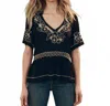 The Great Crest V Neck Short Sleeve Top In Black In Black