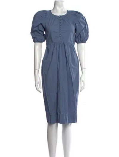 Pre-owned The Great Crew Neck Knee-length Dress In Blue