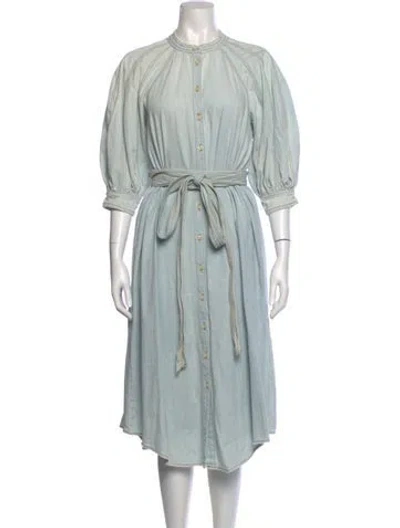 Pre-owned The Great Crew Neck Long Dress In Blue