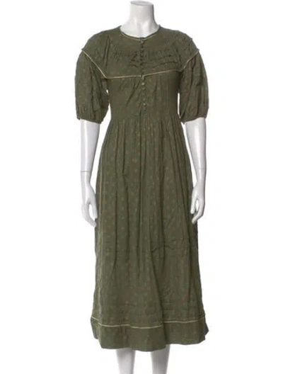 Pre-owned The Great Crew Neck Long Dress In Green