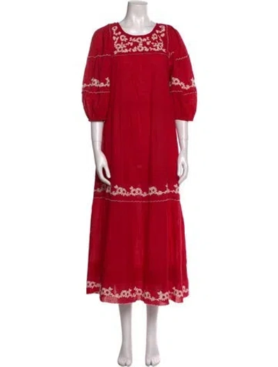 Pre-owned The Great Crew Neck Long Dress In Red