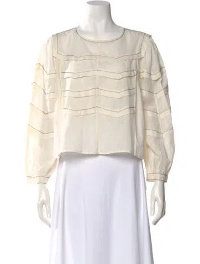 Pre-owned The Great Crew Neck Long Sleeve Blouse W/ Tags In Neutral