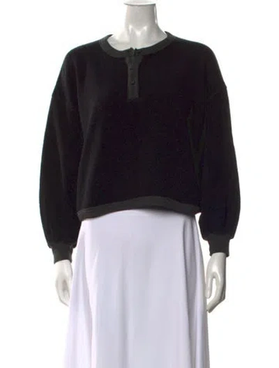 Pre-owned The Great Crew Neck Long Sleeve Crop Top In Black