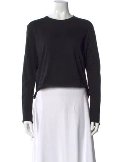 Pre-owned The Great Crew Neck Long Sleeve Crop Top W/ Tags In Black