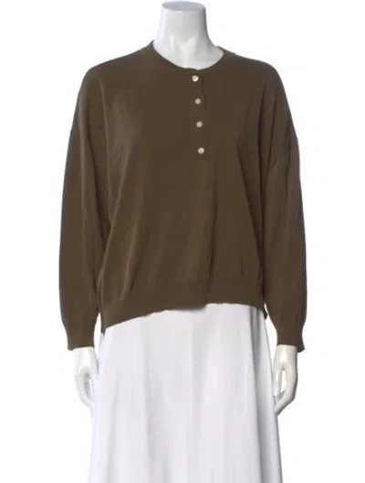 Pre-owned The Great Crew Neck Long Sleeve Polo In Green