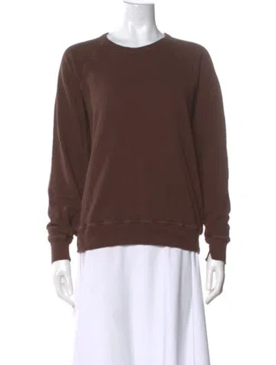 Pre-owned The Great Crew Neck Long Sleeve Sweatshirt In Brown
