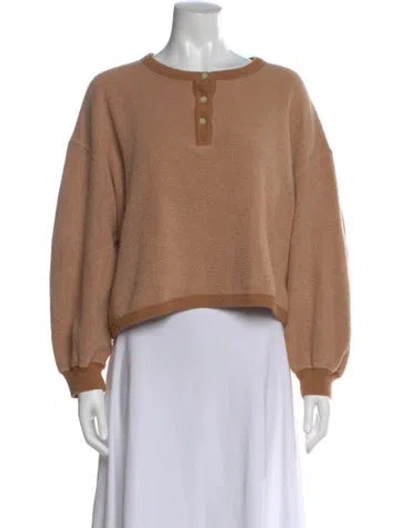 Pre-owned The Great Crew Neck Long Sleeve Sweatshirt In Brown