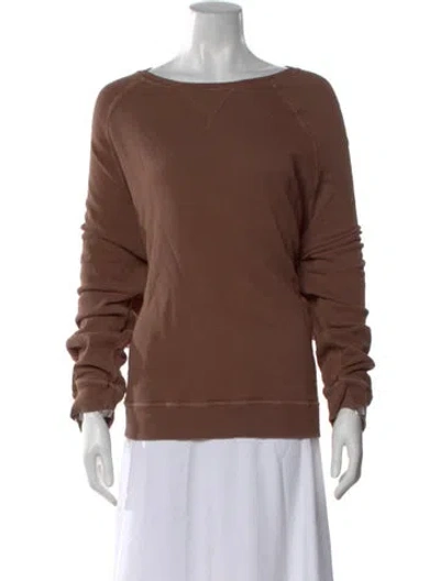 Pre-owned The Great Crew Neck Long Sleeve Sweatshirt In Brown