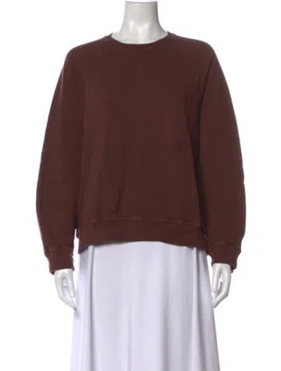 Pre-owned The Great Crew Neck Long Sleeve Sweatshirt In Brown