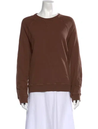 Pre-owned The Great Crew Neck Long Sleeve Sweatshirt In Brown