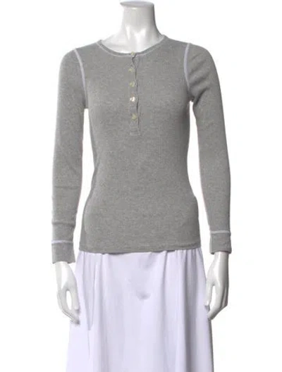 Pre-owned The Great Crew Neck Long Sleeve Top In Grey
