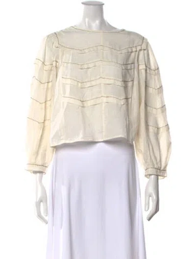 Pre-owned The Great Crew Neck Long Sleeve Top In Neutral