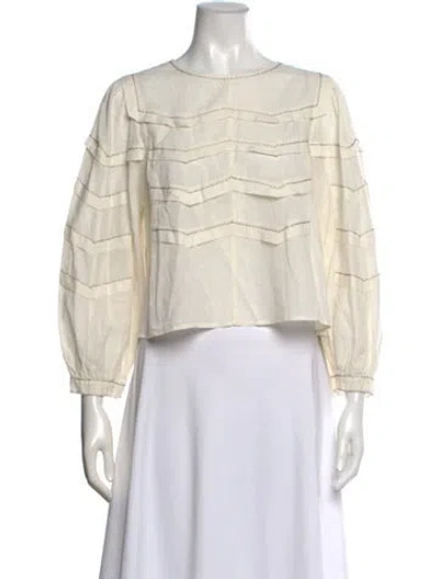 Pre-owned The Great Crew Neck Long Sleeve Top In Neutrals