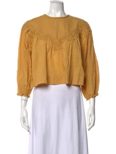 Pre-owned The Great Crew Neck Long Sleeve Top In Yellow