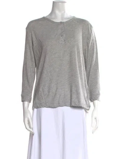 Pre-owned The Great Crew Neck Long Sleeve T-shirt In Gray