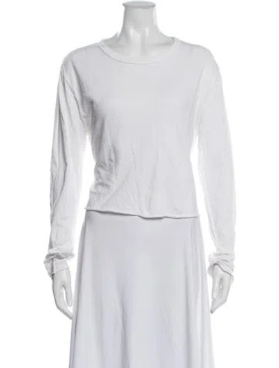 Pre-owned The Great Crew Neck Long Sleeve T-shirt In Neutrals/white
