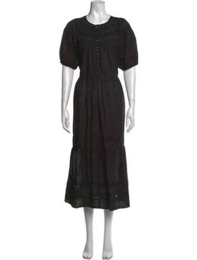 Pre-owned The Great Crew Neck Midi Length Dress In Black