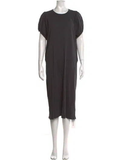 Pre-owned The Great Crew Neck Midi Length Dress In Gray