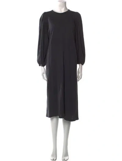 Pre-owned The Great Crew Neck Midi Length Dress In Gray