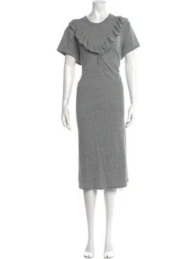 Pre-owned The Great Crew Neck Midi Length Dress In Gray