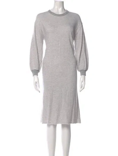 Pre-owned The Great Crew Neck Midi Length Dress In Gray