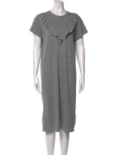 Pre-owned The Great Crew Neck Midi Length Dress In Gray