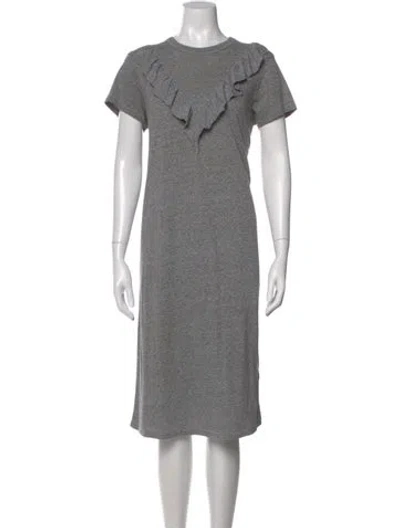 Pre-owned The Great Crew Neck Midi Length Dress In Gray