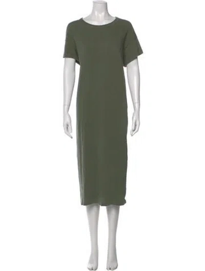 Pre-owned The Great Crew Neck Midi Length Dress In Green
