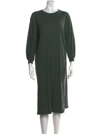 Pre-owned The Great Crew Neck Midi Length Dress In Green