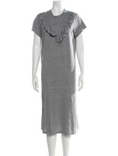 Pre-owned The Great Crew Neck Midi Length Dress In Grey