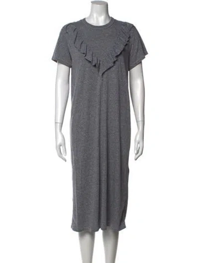 Pre-owned The Great Crew Neck Midi Length Dress In Grey