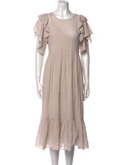 Pre-owned The Great Crew Neck Midi Length Dress In Neutral