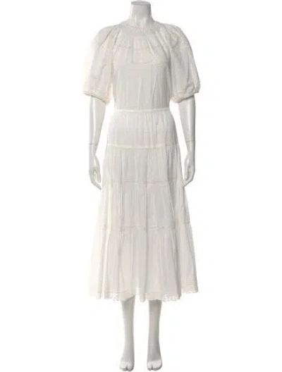 Pre-owned The Great Crew Neck Midi Length Dress In White