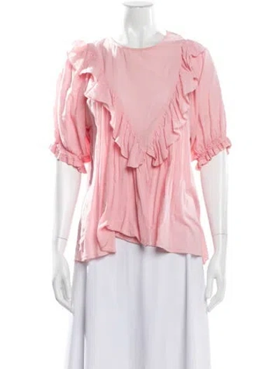 Pre-owned The Great Crew Neck Short Sleeve Blouse In Pink