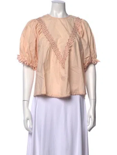 Pre-owned The Great Crew Neck Short Sleeve Blouse In Pink
