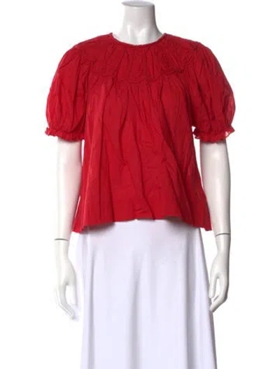 Pre-owned The Great Crew Neck Short Sleeve Blouse In Red