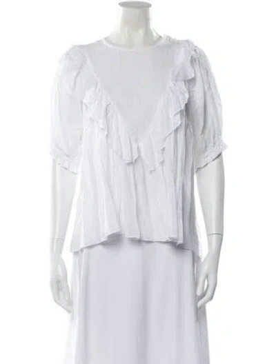 Pre-owned The Great Crew Neck Short Sleeve Blouse In White