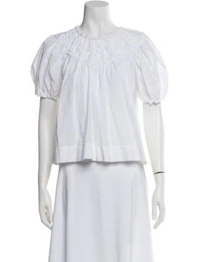 Pre-owned The Great Crew Neck Short Sleeve Blouse In White