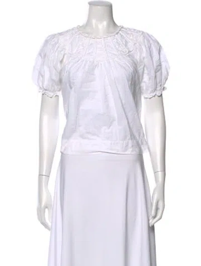 Pre-owned The Great Crew Neck Short Sleeve Blouse In White