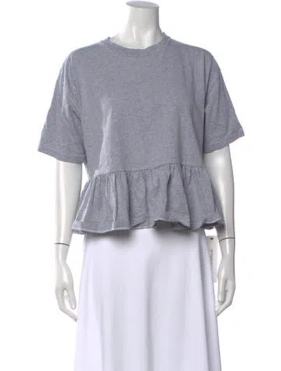 Pre-owned The Great Crew Neck Short Sleeve Crop Top In Grey
