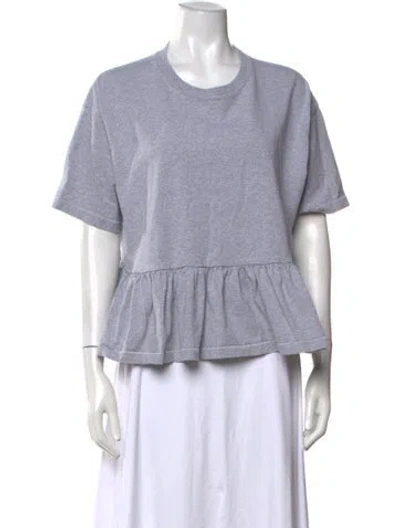 Pre-owned The Great Crew Neck Short Sleeve Crop Top In Grey